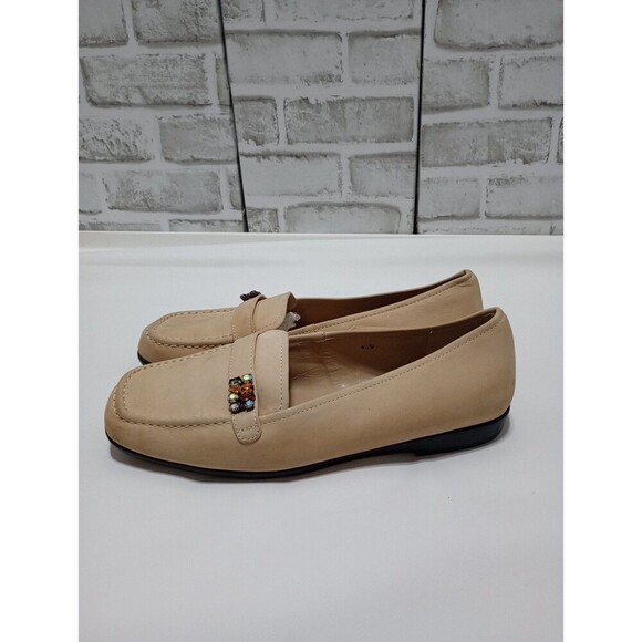 AJ VALENCI Women's Rhinestone  Leather Loafers Flats Shoes Size 8.5 W - Picture 3 of 10